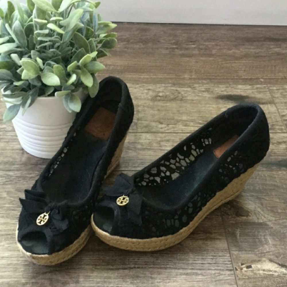 Tory Burch - Jackie Black Wedge Espadrilles